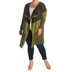 Stitchdrop Combo Large Open Front Knit Cardigan